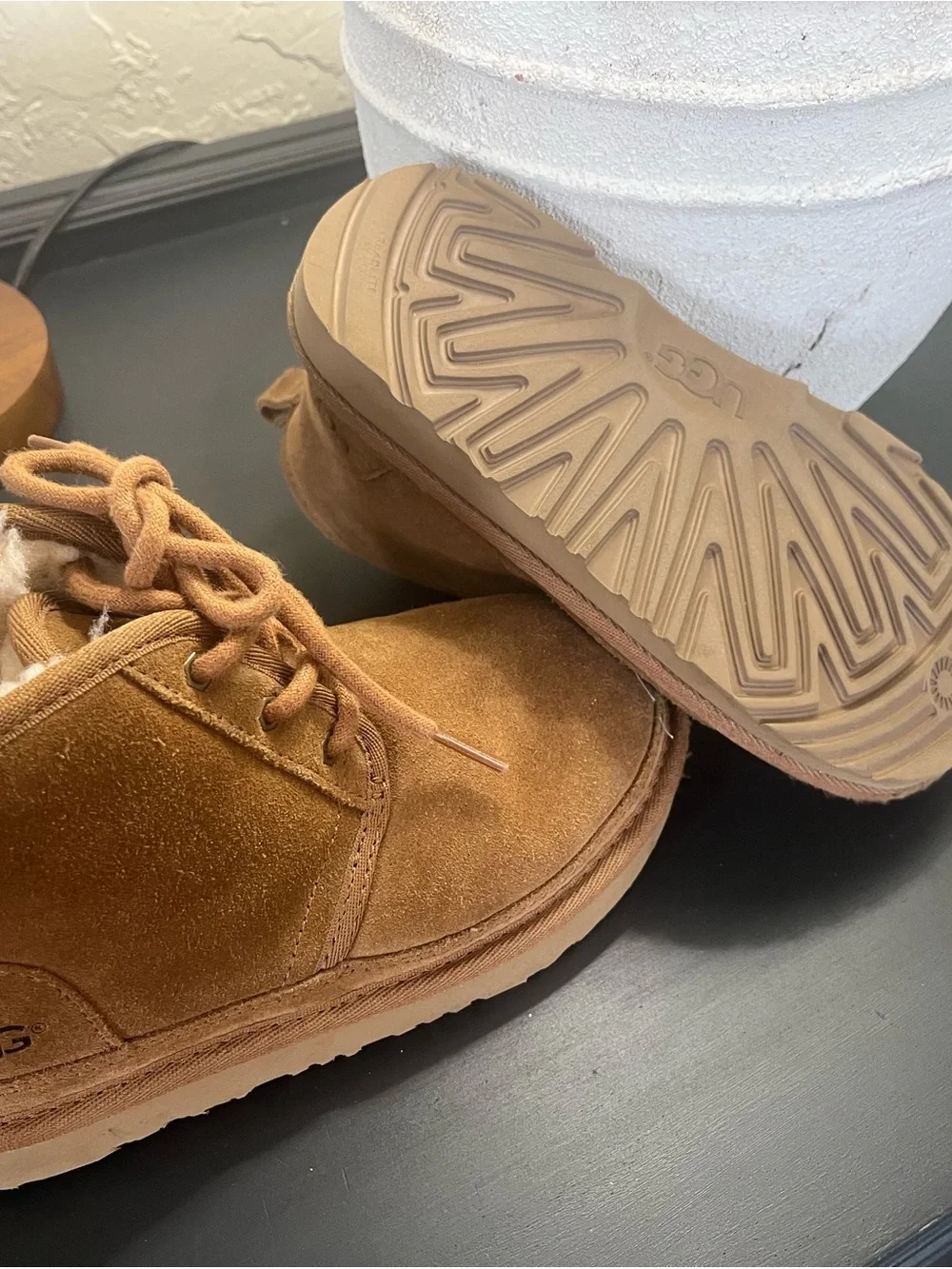 Kids Tan Suede Lace-Up Fleece Boot